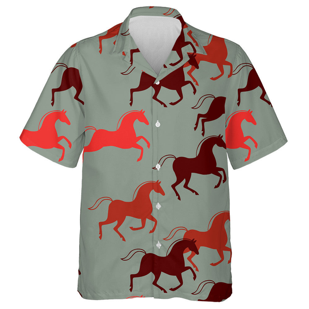 The Bright Beautiful Wild Horses On Grey Hawaiian Shirt, Hawaiian Shirt Gift, Christmas Gift