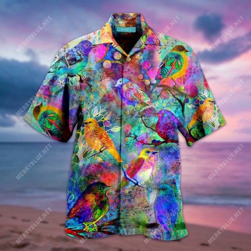 Colorful Birds Unisex Hawaiian Shirt, Hwaiian For Gift