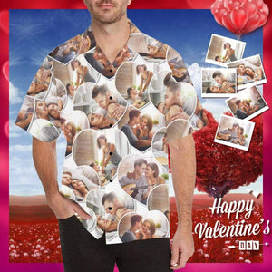 Custom Photo Seamless Heart Men's All Over Print Hawaiian Shirt, Hawaiian Shirt Gift, Christmas Gift