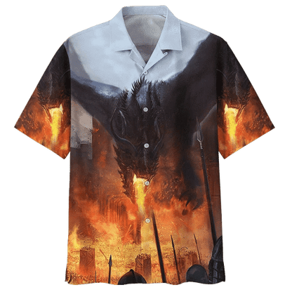 Flame Of Dragon Background Design Hawaiian Shirt,Hawaiian Shirt Gift, Christmas Gift