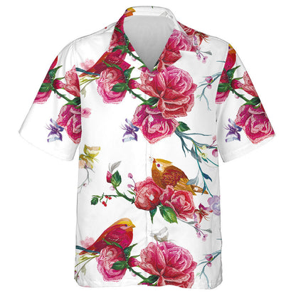 Butterfly And Birds Seeing Beautiful Flowers Hawaiian Shirt, Hawaiian For Gift