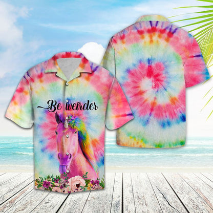 Pink And Green Tie Dye Unicorn Hawaiian Shirt,Hawaiian Shirt Gift, Christmas Gift