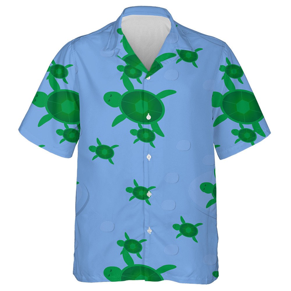 Turtar Glas Agus Leanbh ar Mhuir Ghorm Cartún Léine Haváís, Bronntanas Léine Haváís, Bronntanas Nollag