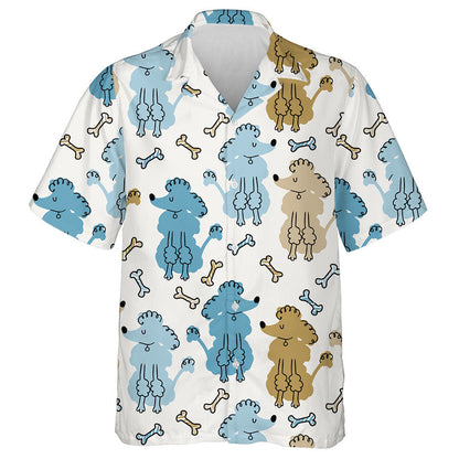 Madraí Poodle Agus Cnámh ar Chúlra Bán Léine Haváís, Bronntanas Léine Haváíais, Bronntanas Nollag