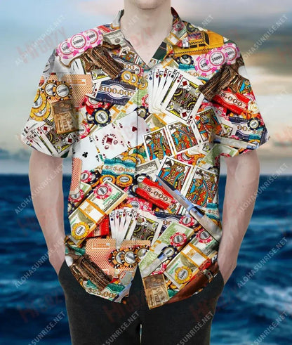 I'M Just Here For The Card Unisex Short Sleeve Shirt Ocean Hawaiian T Shirts Tactical Hawaiian Shirt Funny Hawaiian Shirts, Hawaiian Shirt Gift, Christmas Gift