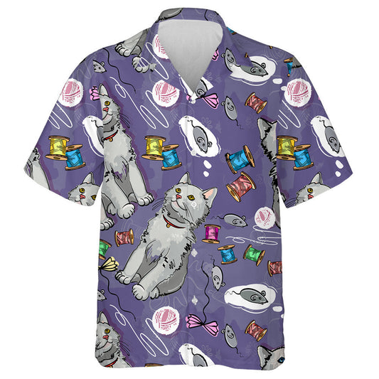 Cheerful Kittens Cat Dreams Of A Mouse Hawaiian Shirt, Hawaiian Shirt Gift, Christmas Gift