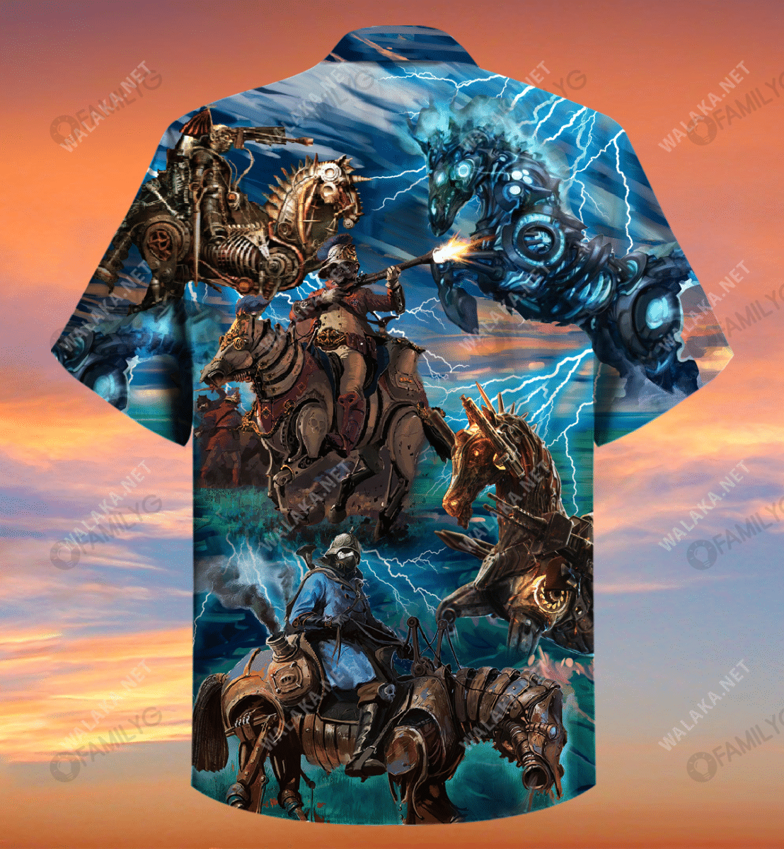 Capall Meicniúil Steampunk Léine Haváíach Unisex, Bronntanas Léine Haváíais, Bronntanas Nollag