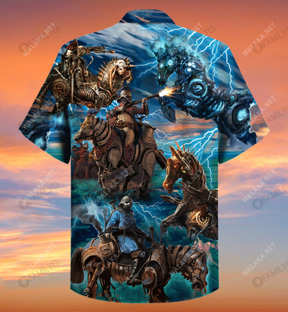 Capall Meicniúil Steampunk Léine Haváíach Unisex, Bronntanas Léine Haváíais, Bronntanas Nollag