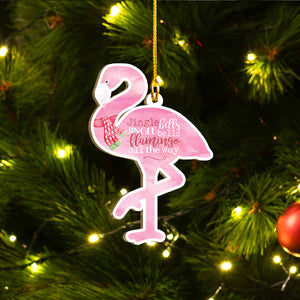 Funny Christmas Flamingo Ornaments Set, Flamingo Ho Ho Ornament Set, Funny Christmas Ornament Family Gift Idea
