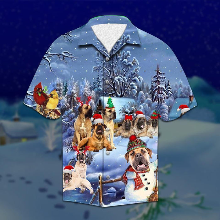 Buy Mastiff Dog On Christmas Night Hawaiian Shirt, Hawaiian For Gift