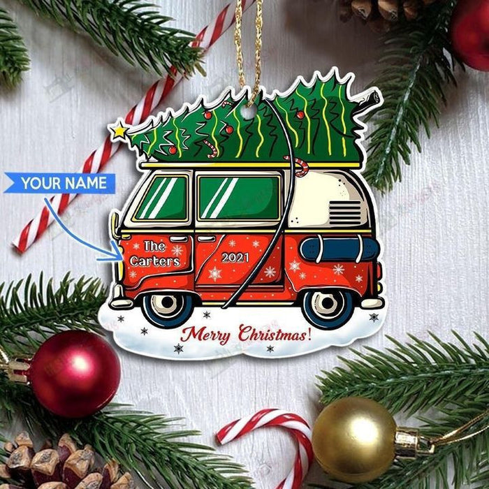 Camping Campervan Personalized Ornament, Happy Christmas Ornament, Christmas Gift, Christmas Decoration