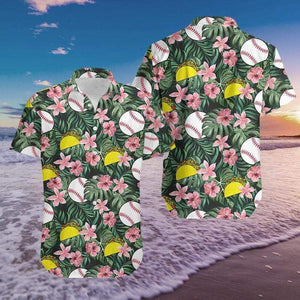 Baseball And Tacos On Floral Hawaiian Shirt, Hawaiian For Gift
