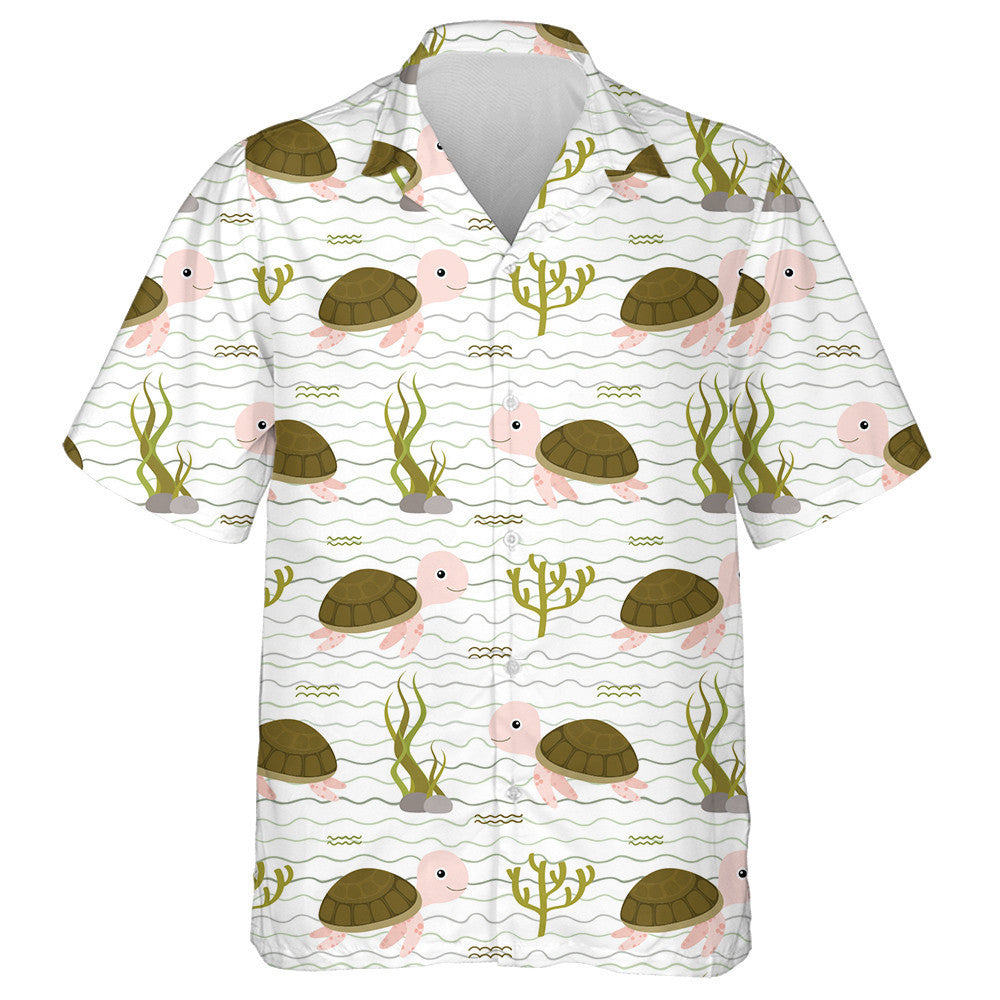 Kawaii Turtle Character In Flat Style Hawaiian Shirt, Hawaiian For Gift