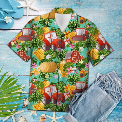Farmer Pineapple Tropical Hawaiian Aloha Aloha Shirts #Dh Hawaiian Shorts Beach Short Sleeve_Hawaiian Shirt Gift, Christmas Gift