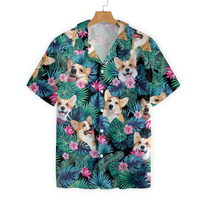 Nature's Beauty Tropical Corgi Dog Design Hawaiian Shirt,Hawaiian Shirt Gift, Christmas Gift