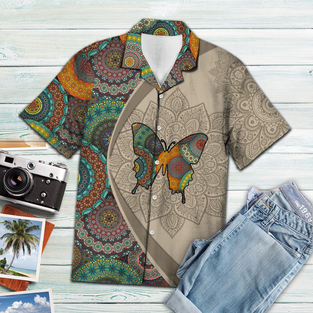 Butterfly Mandala - Hawaiian Shirt- Hawaiian Shirt Gift, Christmas Gift