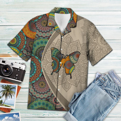 Butterfly Mandala - Hawaiian Shirt- Hawaiian Shirt Gift, Christmas Gift