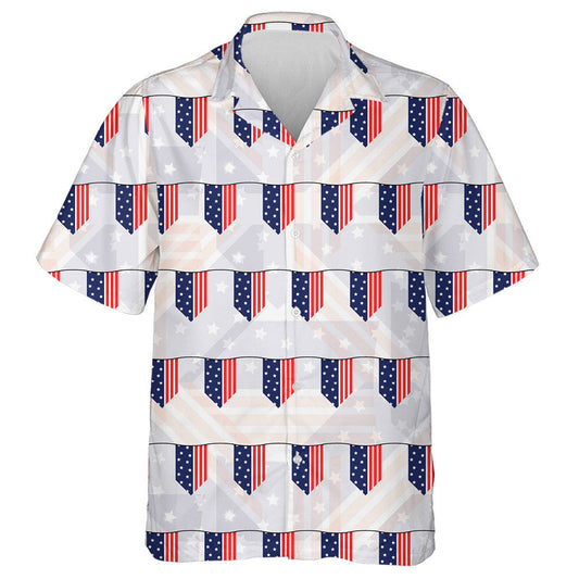 Fourth July Stripes Stars Badges Illustration Hawaiian Shirt,Hawaiian Shirt Gift, Christmas Gift