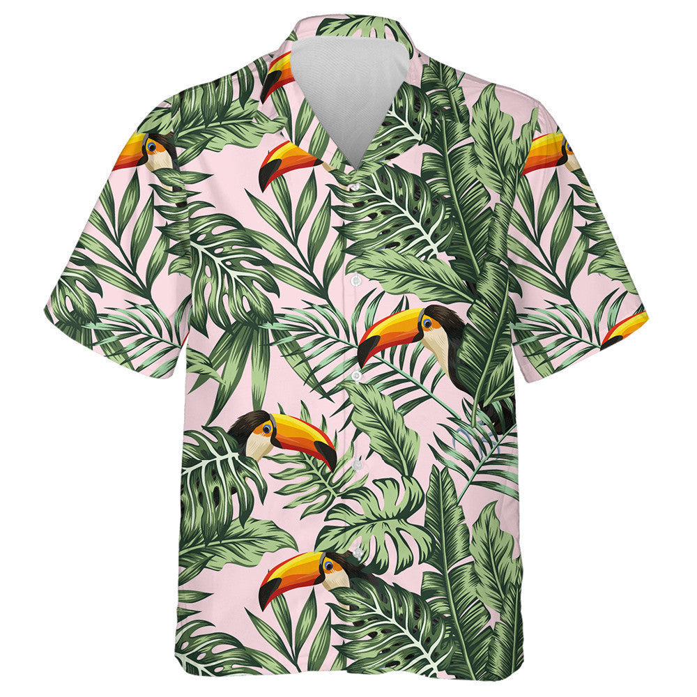 Bird With Yellow Rostrum In Tropical Jungle Hawaiian Shirt, Hawaiian Shirt Gift, Christmas Gift