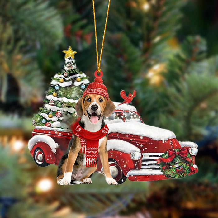 Beagle 2-Christmas Car Two Sided Christmas Plastic Hanging Ornament, Christmas Ornament Gift, Christmas Gift, Christmas Decoration