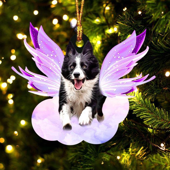 Border Collie and wings gift for her gift for him gift for Border Collie lover ornament, Christmas Ornament Gift, Christmas Gift, Christmas Decoration