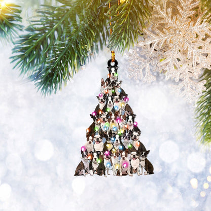 Boston Terrier Christmas Tree Flat 2D Ornament, Dog Pet Lover Gifts, Christmas Tree Ornament, Home Decor Xmas, Christmas Ornament Gift, Christmas Gift, Christmas Decoration