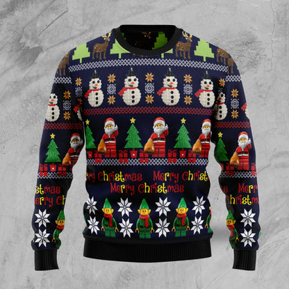 Lego Christmas Mná &amp; fir uafásacha unisex, lánúineacha ag meaitseáil, cairde, bronntanais ghreannmhara geansaí saoire na Nollag don teaghlach, geansaí gránna Nollag