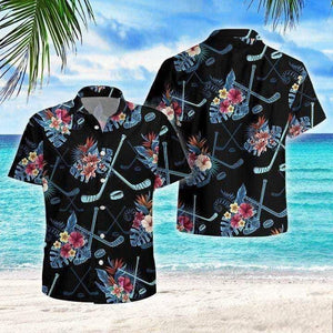 Play Hockey Summer Vibe Tropical Design Hawaiian Shirt,Hawaiian Shirt Gift, Christmas Gift