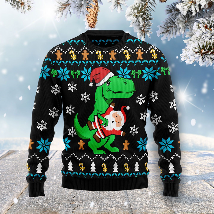 Dinosaur And Santa Claus Ugly Christmas Sweater, Christmas Gift, Gift Christmas 2024