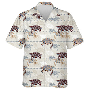 Abstract Ocean Sea Turtle And Beach Theme Hawaiian Shirt, Hawaiian Shirt Gift, Christmas Gift