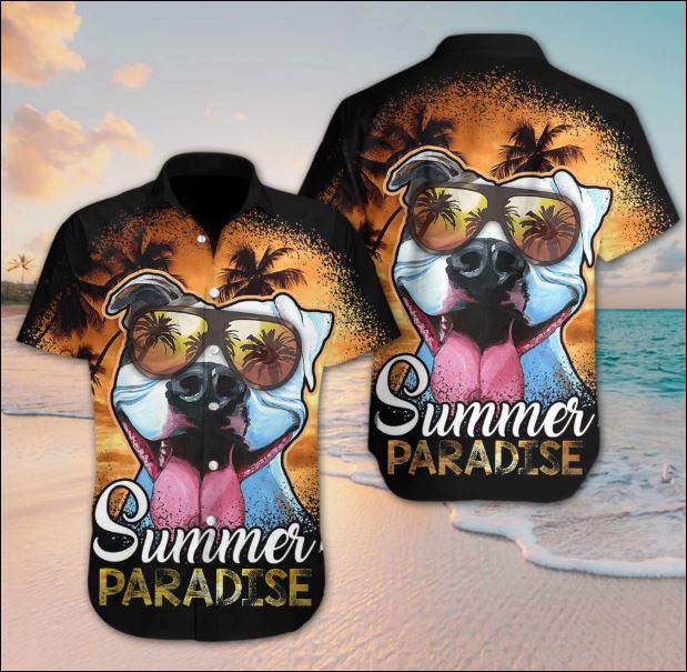 Pitbull Summer Paradise Hawaiian Shirt, Hawaiian Shirt Gift, Christmas Gift
