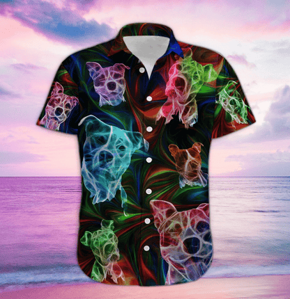 Pitbull Fantasy Magical Light Design Hawaiian Shirt,Hawaiian Shirt Gift, Christmas Gift