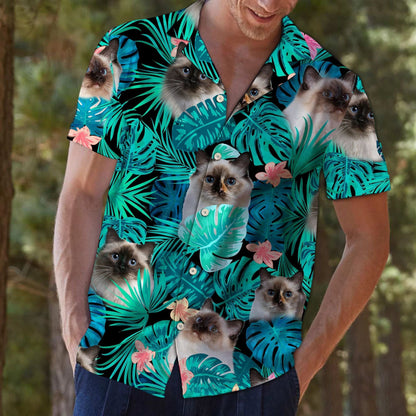 Duilleoga teibí Jungle Tropical Dearadh Patrún Birman Léine Haváí, Bronntanas Léine Haváí, Bronntanas Nollag