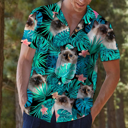 Duilleoga teibí Jungle Tropical Dearadh Patrún Birman Léine Haváí, Bronntanas Léine Haváí, Bronntanas Nollag