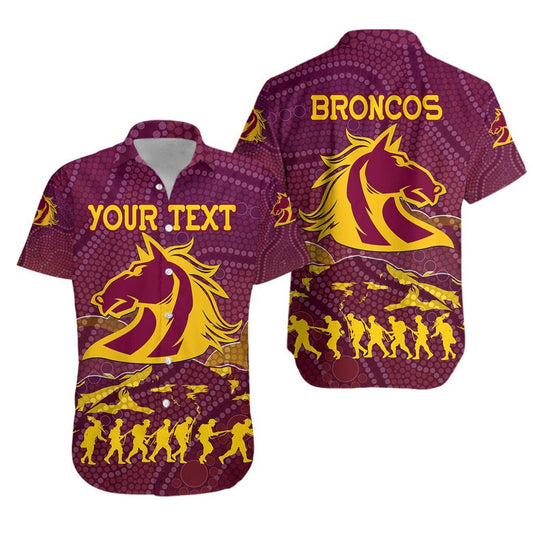 Brisbane Broncos Hawaiian Aloha Shirt Anzac Day Country Style Hawaiian Shorts Beach Short Sleeve,Hawaiian Shirt Gift, Christmas Gift