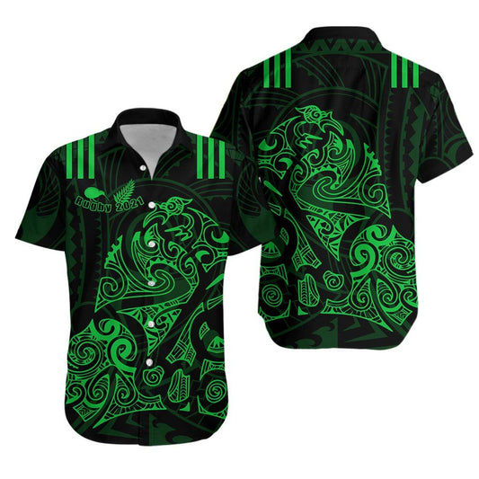Aotearoa Super Rugbaí Haváís Aloha Shirt Maori Kiwi Green Haváís Shorts Short Muinchille Trá, Bronntanas Léine Haváís, Bronntanas Nollag