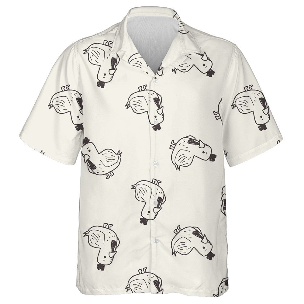 Simple Funny Chicken On Gray Background Hawaiian Shirt,Hawaiian Shirt Gift, Christmas Gift