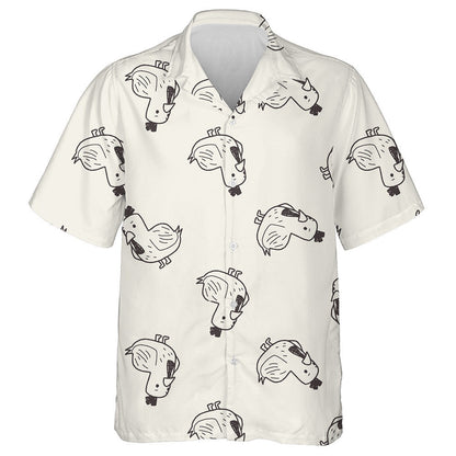 Simple Funny Chicken On Gray Background Hawaiian Shirt,Hawaiian Shirt Gift, Christmas Gift
