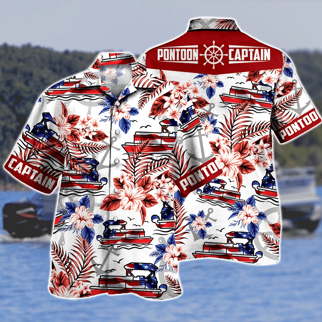 Awesome Pontoon Captain Flower Gift Hawaiian Shirt, Hawaiian For Gift