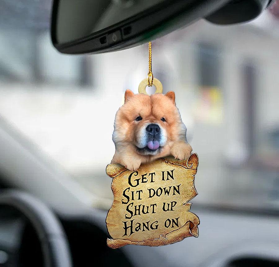 Chow chow get in two sided ornament, funny dog ornaments, Christmas Decoration