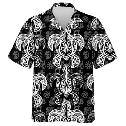 Sea Turtle In Indigenous Tribal Polynesian Style Hawaiian Shirt, Hawaiian Shirt Gift, Christmas Gift