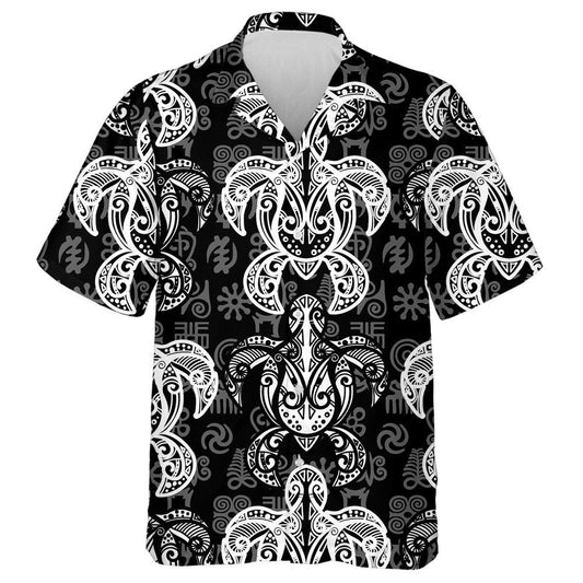 Sea Turtle In Indigenous Tribal Polynesian Style Hawaiian Shirt, Hawaiian Shirt Gift, Christmas Gift