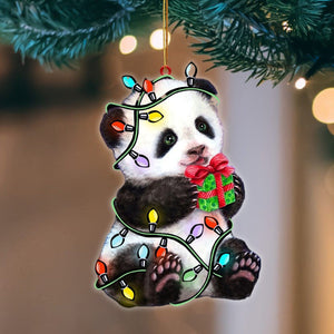 Panda Christmas Light Flat Acrylic Hanging Ornament Animals Shaped,Christmas Gift,Christmas Decoration