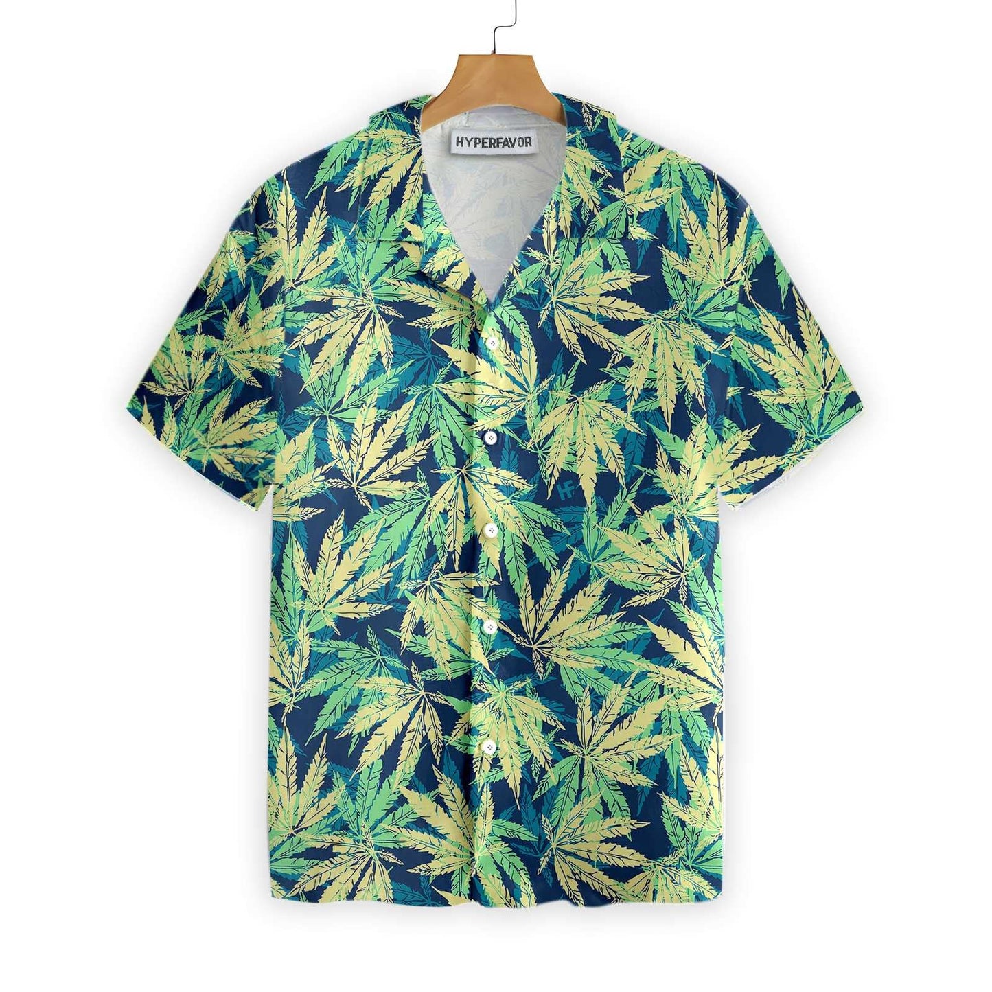 Dark Blue Tropical Marijuana Leaves Design Hawaiian Shirt,Hawaiian Shirt Gift, Christmas Gift