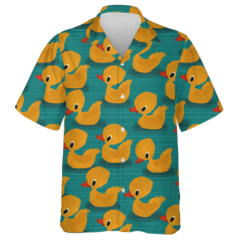 Hand Drawn Cute Baby Ducks On Green Hawaiian Shirt, Hawaiian Shirt Gift, Christmas Gift