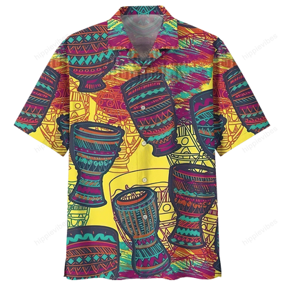 Hand Drawn Mandala Drum Musical Instrument Design Hawaiian Shirt, Hawaiian Shirt Gift, Christmas Gift