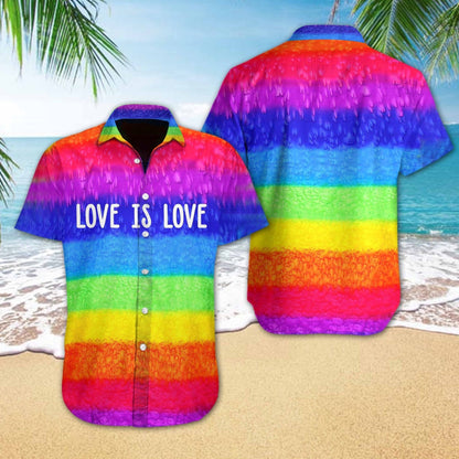 Vivid Lgbt Love Is Love Design Hawaiian Shirt, Hwaiian For Gift