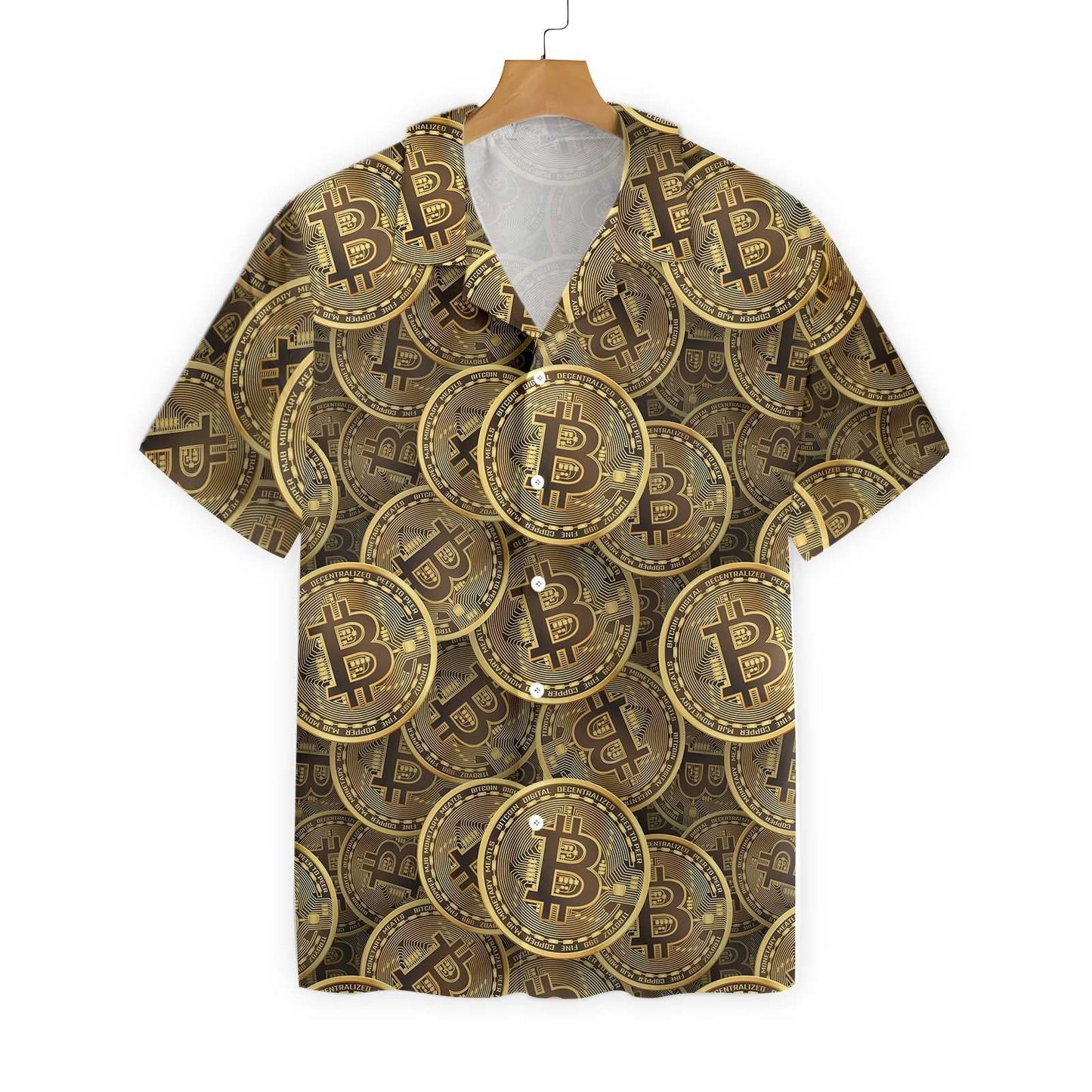 Excellent Realistic Seamless Bitcoin Cryptocurrency Design Hawaiian Shirt,Hawaiian Shirt Gift, Christmas Gift
