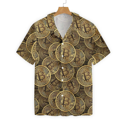 Excellent Realistic Seamless Bitcoin Cryptocurrency Design Hawaiian Shirt,Hawaiian Shirt Gift, Christmas Gift