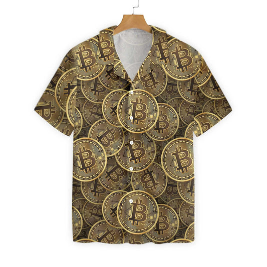 Excellent Realistic Seamless Bitcoin Cryptocurrency Design Hawaiian Shirt,Hawaiian Shirt Gift, Christmas Gift